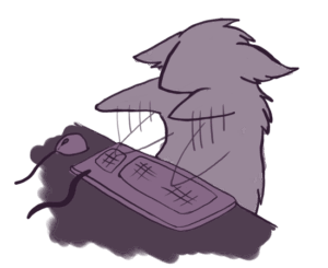 purple fox smashing on keyboard